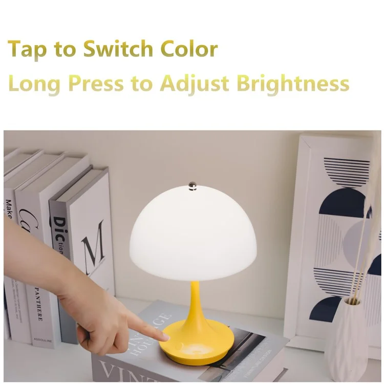 Nordic Mushroom Shape Table Lamp Three Colors Dimmable Bedside Night Light - Yellow