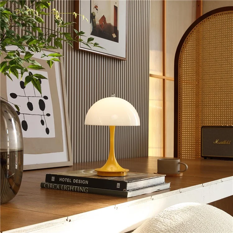 Nordic Mushroom Shape Table Lamp Three Colors Dimmable Bedside Night Light - Yellow