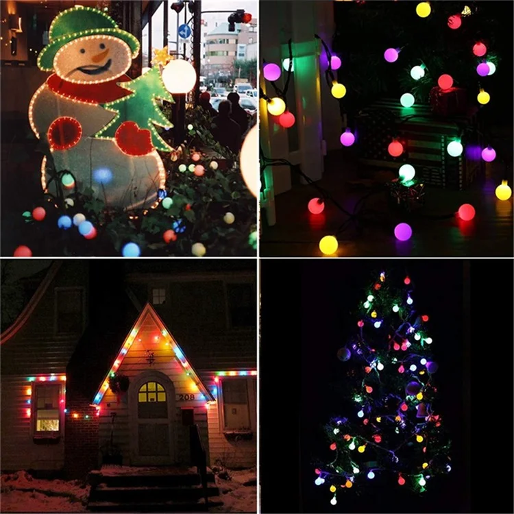 Guirlandes lumineuses LED 6,5 m / 30 ampoules Blanc mat Boules lumineuses à énergie solaire pour mariage, maison, fêtes - Multicolore