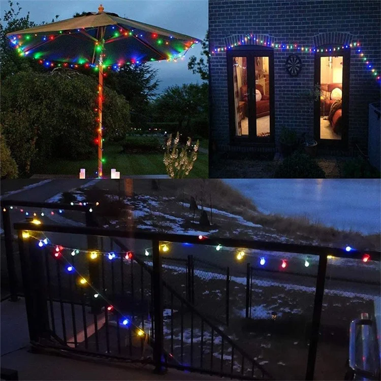Guirlandes lumineuses LED 6,5 m / 30 ampoules Blanc mat Boules lumineuses à énergie solaire pour mariage, maison, fêtes - Multicolore
