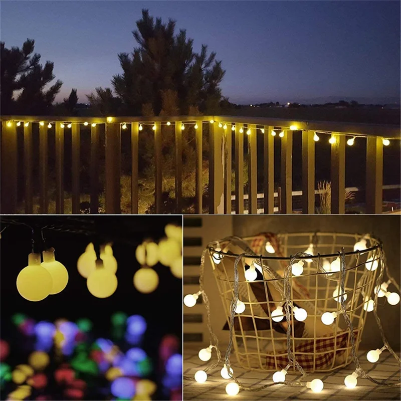 6.5m / 30 Lamps LED String Lights Matte White Ball Wire Lights Solar Power Starry String Lights for Wedding Home Parties - Warm White