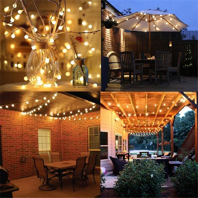 6.5m / 30 Lamps LED String Lights Matte White Ball Wire Lights Solar Power Starry String Lights for Wedding Home Parties - Warm White