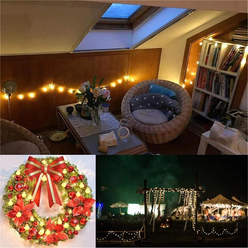 6.5m / 30 Lamps LED String Lights Matte White Ball Wire Lights Solar Power Starry String Lights for Wedding Home Parties - Warm White