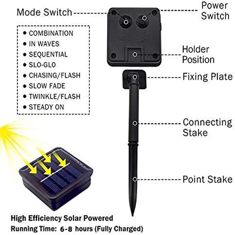 6.5m / 30 Lamps LED String Lights Matte White Ball Wire Lights Solar Power Starry String Lights for Wedding Home Parties - White