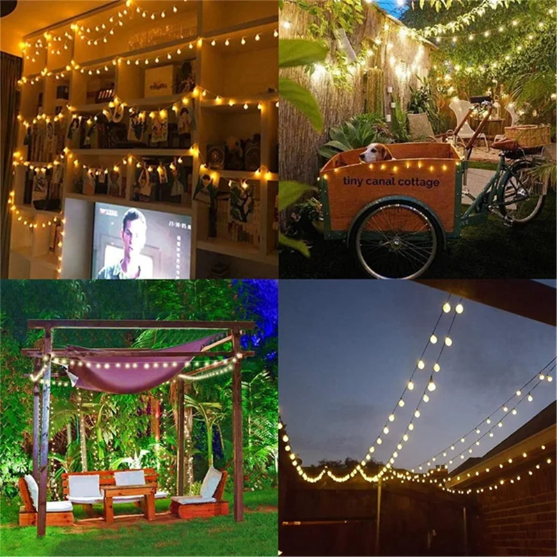 6.5m / 30 Lamps LED String Lights Matte White Ball Wire Lights Solar Power Starry String Lights for Wedding Home Parties - White