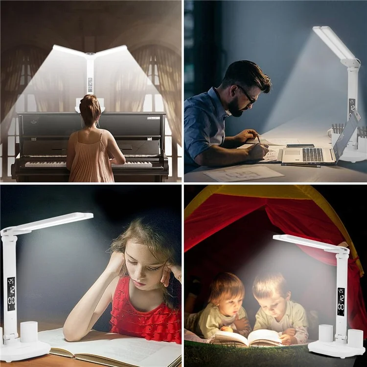 Eye Protection Foldable Desk Lamp Home Dormitory Pen Holder Reading Table Lamp, USB Powered