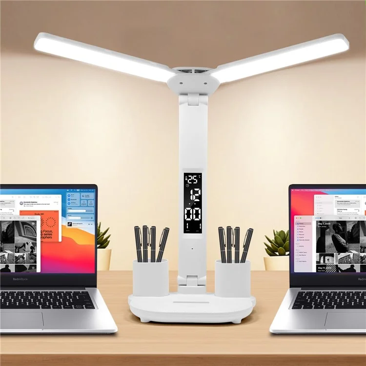 Lampe de bureau pliable pour la protection des yeux, lampe de lecture de table pour la maison ou le dortoir, avec porte-stylo, batterie 3200mAh.