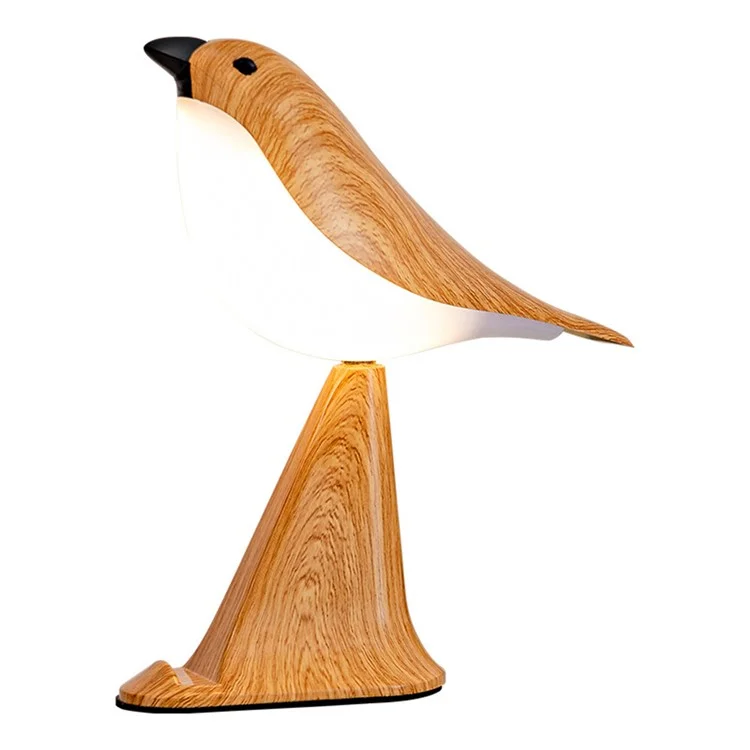 Creative Bird Shape Bedside Lamp Multifunction Aroma Diffuser Phone Holder Ambient Light with Sound - Yellow Wood Grain