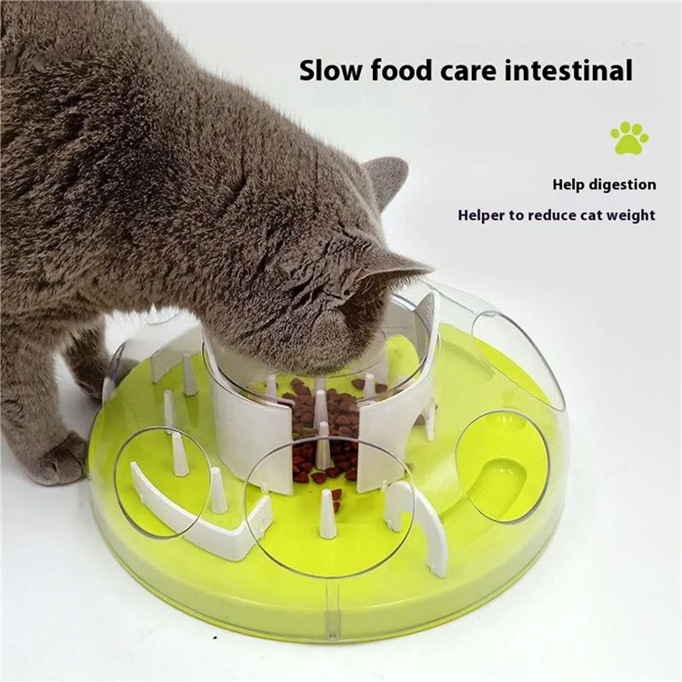 ABS Interactive Cat Feeding Maze Toy Slow Feeder Bowl Pet Anti-Choking Digestion Aid Feeding Bowl - Green