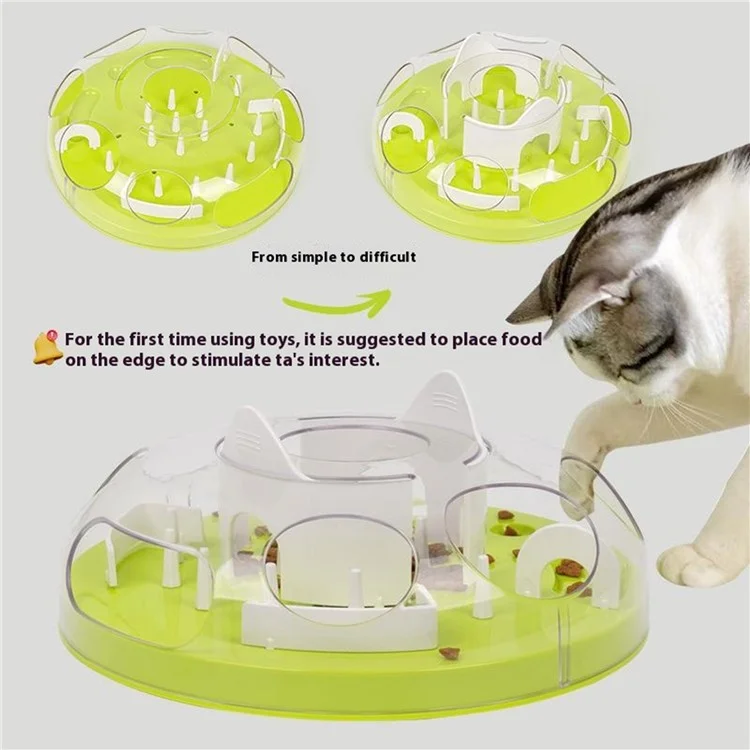 ABS Interactive Cat Feeding Maze Toy Slow Feeder Bowl Pet Anti-Choking Digestion Aid Feeding Bowl - Green