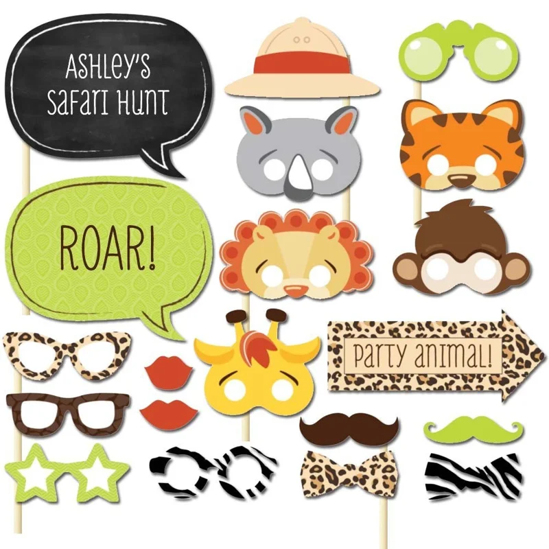 20Pcs / Set Children's Day Party Photo Booth Props Forest Animals Theme Photography Props Gift