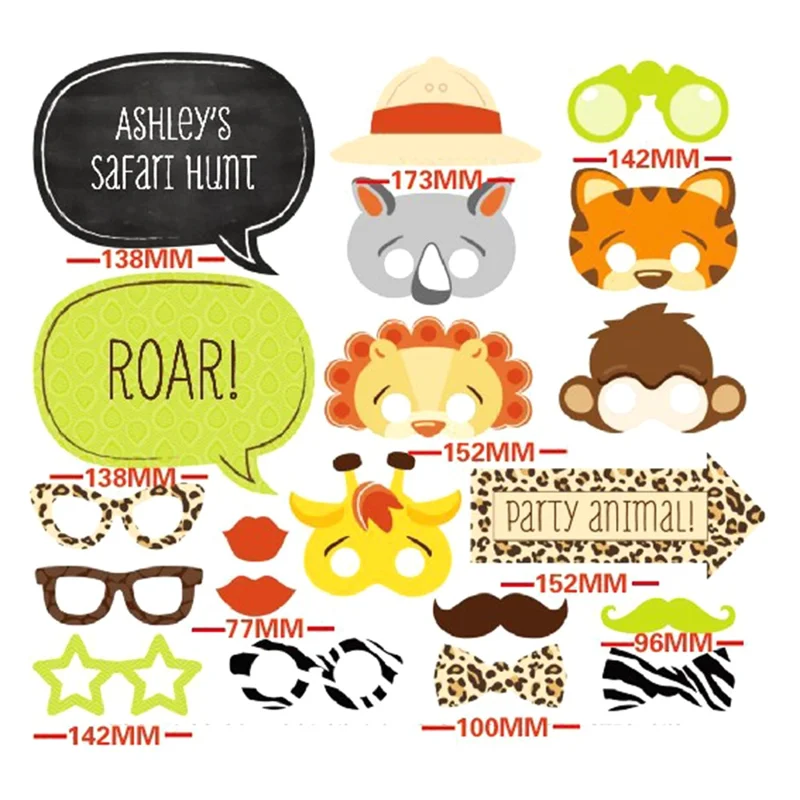 20Pcs / Set Children's Day Party Photo Booth Props Forest Animals Theme Photography Props Gift