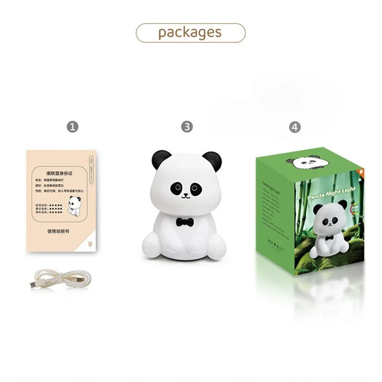 L2416 Cute Panda Silicone Tap Light Home Desktop Bedside Night Light
