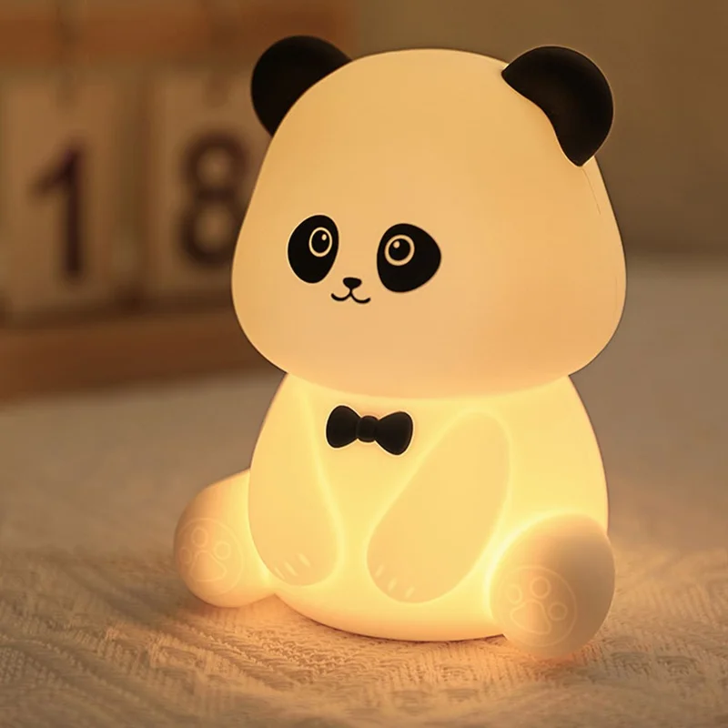 L2416 Cute Panda Silicone Tap Light Home Desktop Bedside Night Light