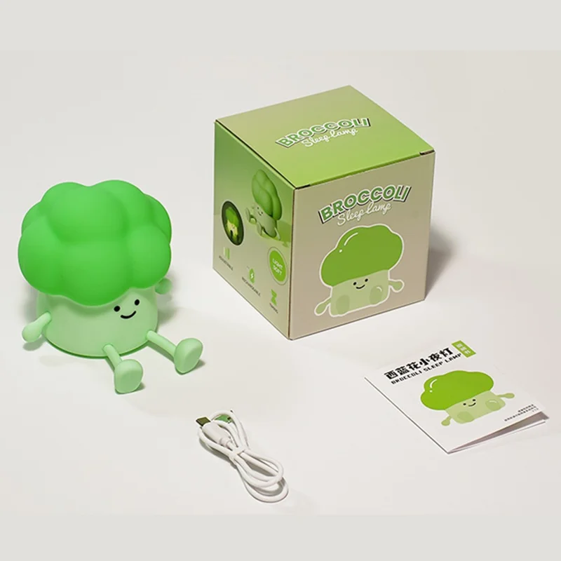 A045 Broccoli Design Creative Silicone Tap Light Home Bedroom Bedside Night Light