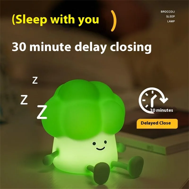 A045 Broccoli Design Creative Silicone Tap Light Home Bedroom Bedside Night Light