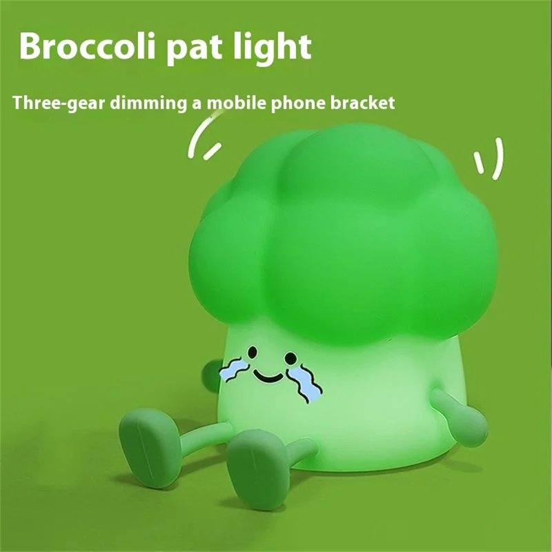 A045 Broccoli Design Creative Silicone Tap Light Home Bedroom Bedside Night Light