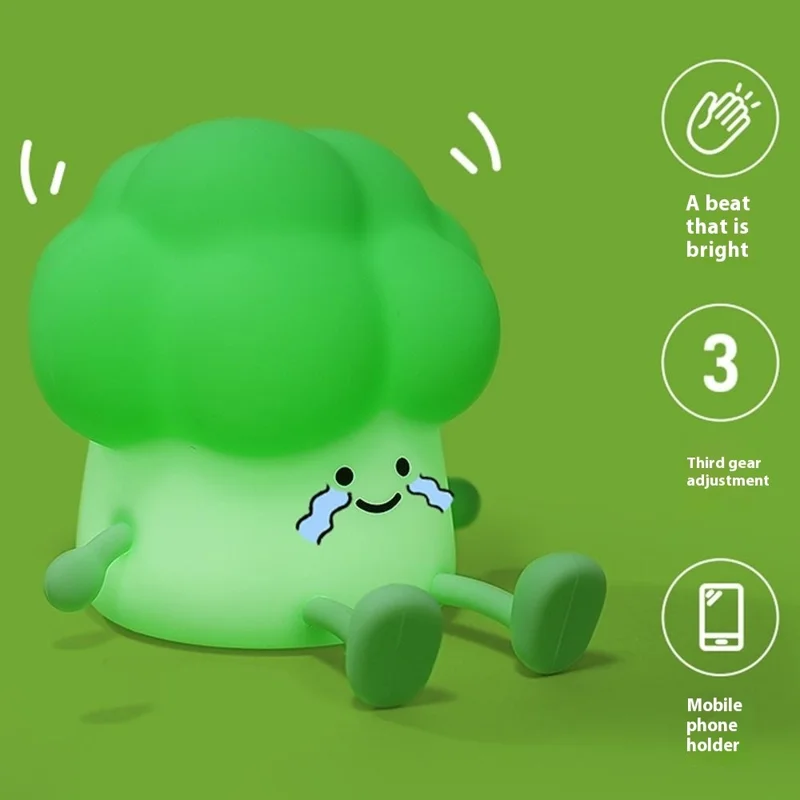 A045 Broccoli Design Creative Silicone Tap Light Home Bedroom Bedside Night Light