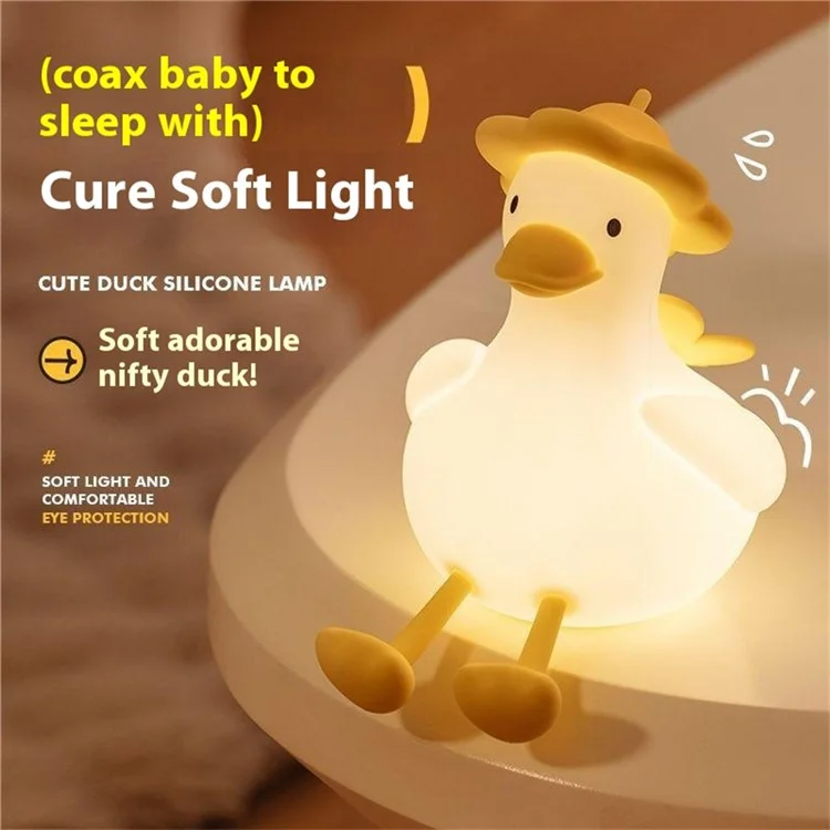 D18 Cute Duck Silicone Tap Lamp Ornament Bedroom Bedside Atmosphere Night Light