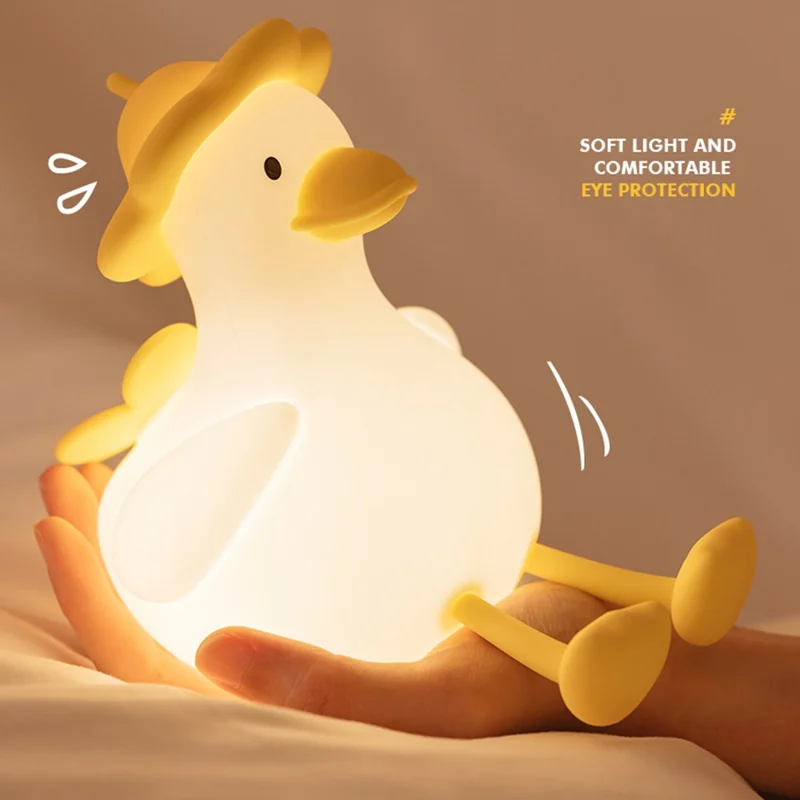 D18 Cute Duck Silicone Tap Lamp Ornament Bedroom Bedside Atmosphere Night Light