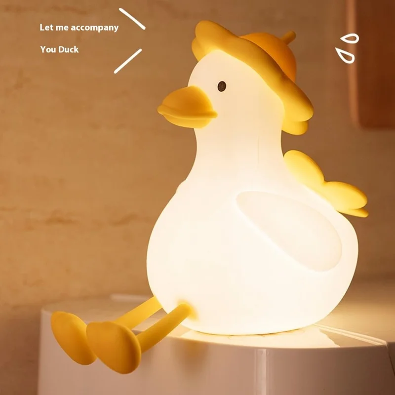 D18 Cute Duck Silicone Tap Lamp Ornament Bedroom Bedside Atmosphere Night Light