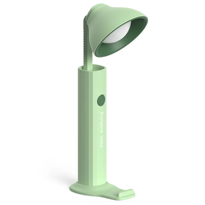 Foldable Desk Lamp Flashlight Shape 3 Brightness Adjustable Magnetic Night Lamp, Round Lamp Cap - Green
