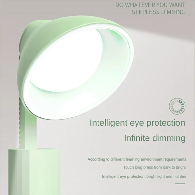 Foldable Desk Lamp Flashlight Shape 3 Brightness Adjustable Magnetic Night Lamp, Round Lamp Cap - Green