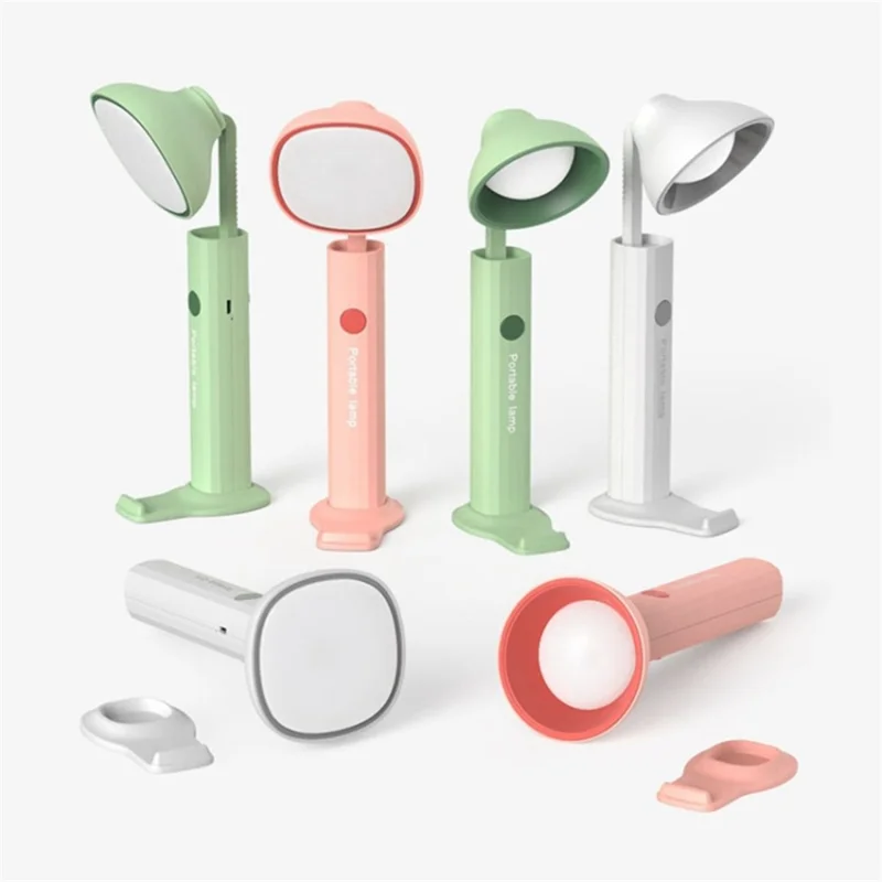 Foldable Desk Lamp Flashlight Shape 3 Brightness Adjustable Magnetic Night Lamp, Round Lamp Cap - Green