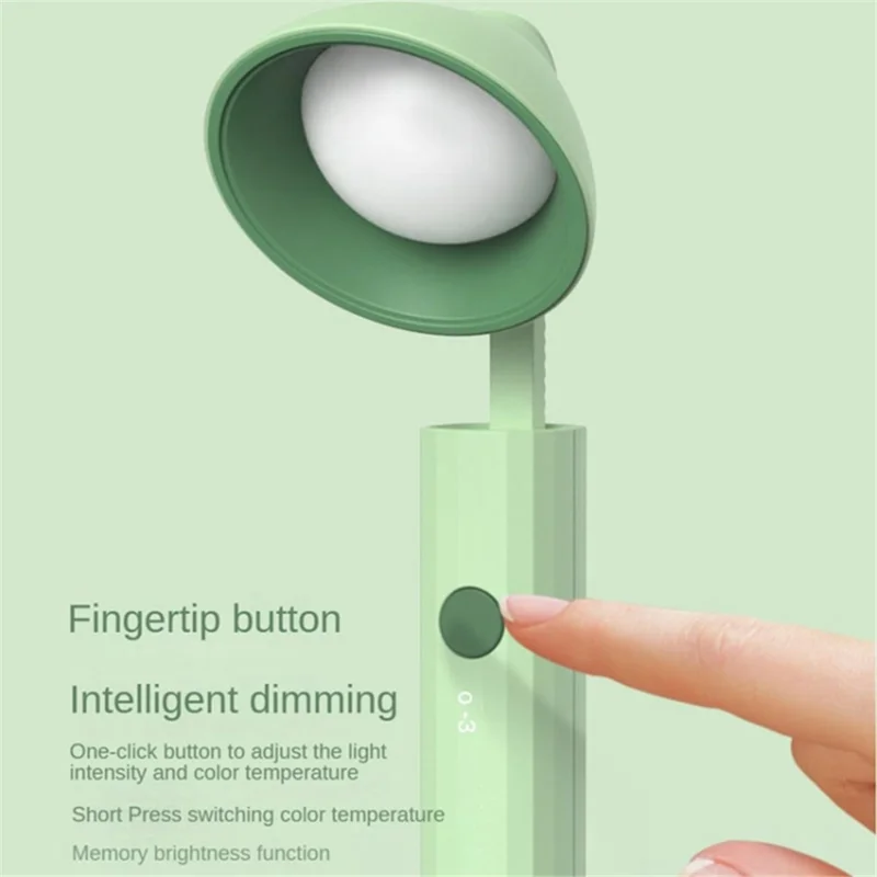 Foldable Desk Lamp Flashlight Shape 3 Brightness Adjustable Magnetic Night Lamp, Round Lamp Cap - Light Grey