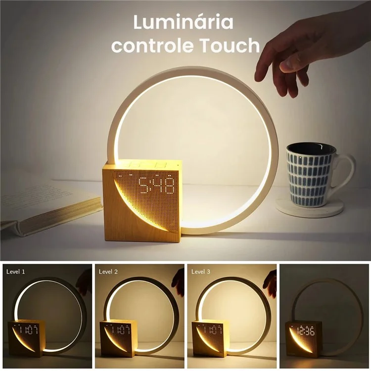 Reloj despertador de amanecer AJ300 Luz de mesa de ruido blanco regulable táctil, luz de despertar, enchufe UE