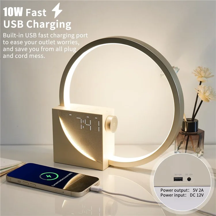 Lampe de bureau multifonction AJ300D avec réveil, bruit blanc, contrôle tactile et lumière d'éveil, prise EU
