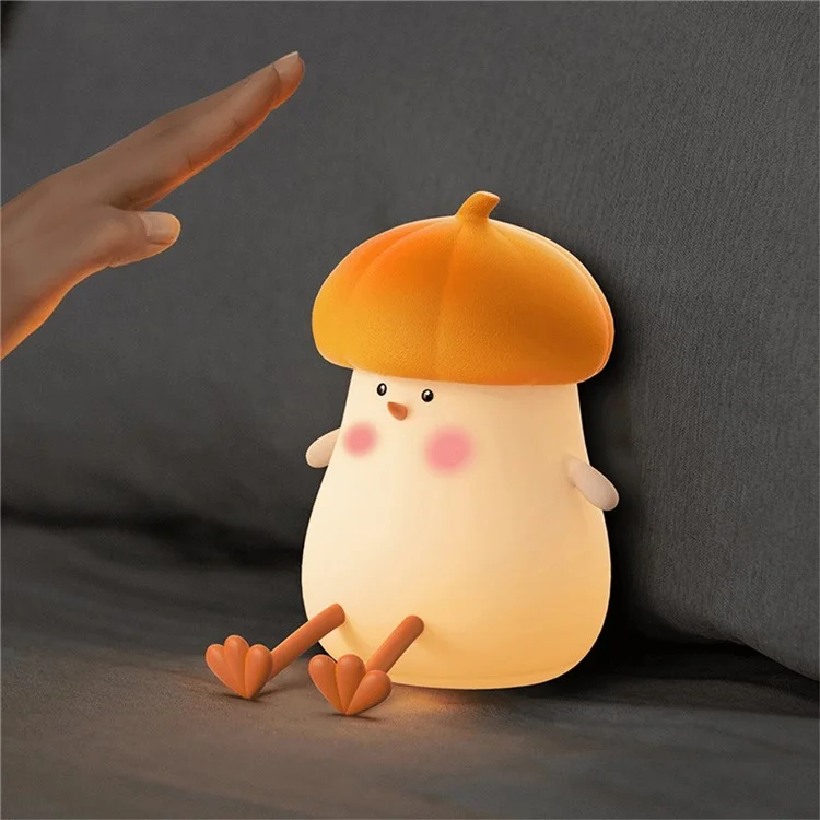 Luz noturna de galinha pequena Q101 Enfeite de cabeceira fofo para crianças Luz suave de toque - Laranja