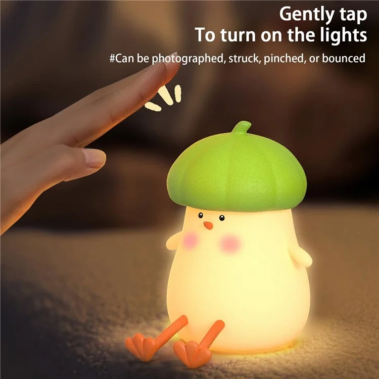Luz noturna de galinha pequena Q101 Enfeite de cabeceira fofo para crianças Luz suave de toque - Laranja