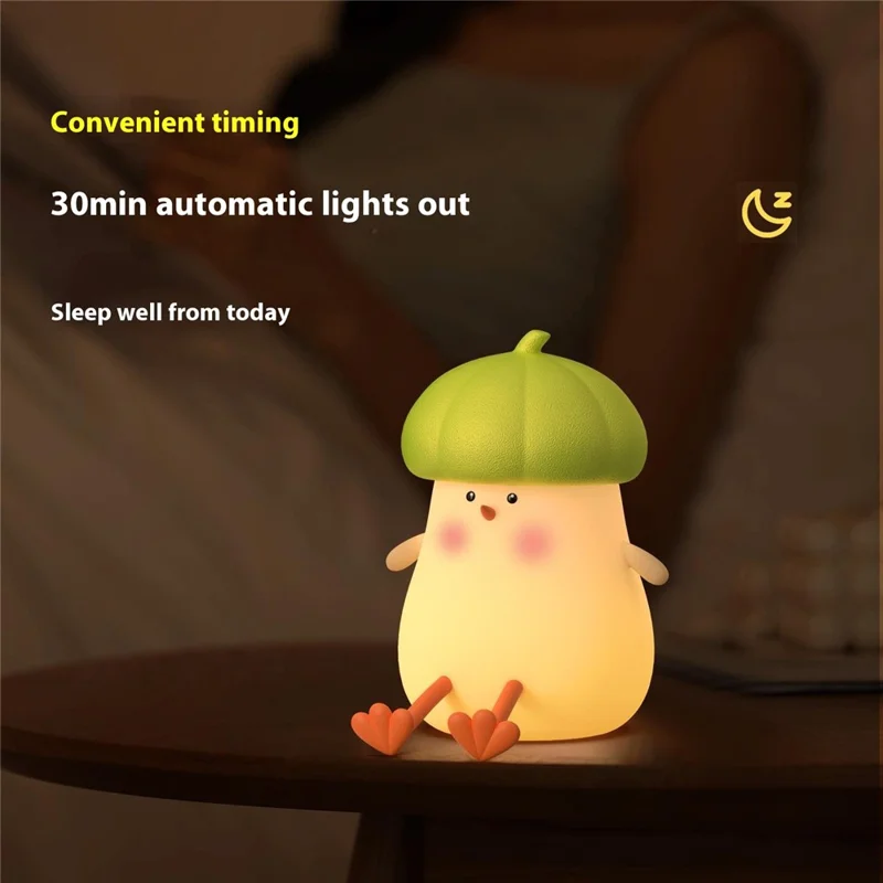 Luz noturna de galinha pequena Q101 Enfeite de cabeceira fofo para crianças Luz suave de toque - Laranja