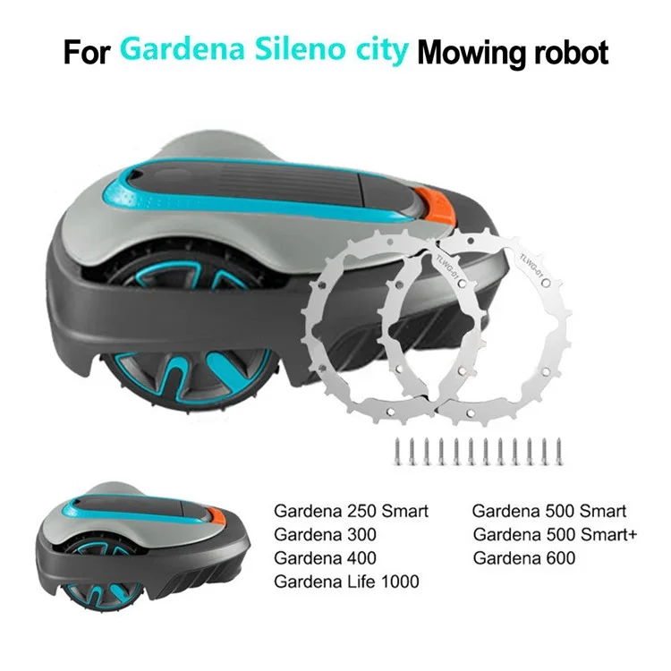 TLWG-01 2Pcs / Set 212mm Lawn Mower Wheel Spikes for Gardena Sileno City , 304 Stainless Steel Spikes