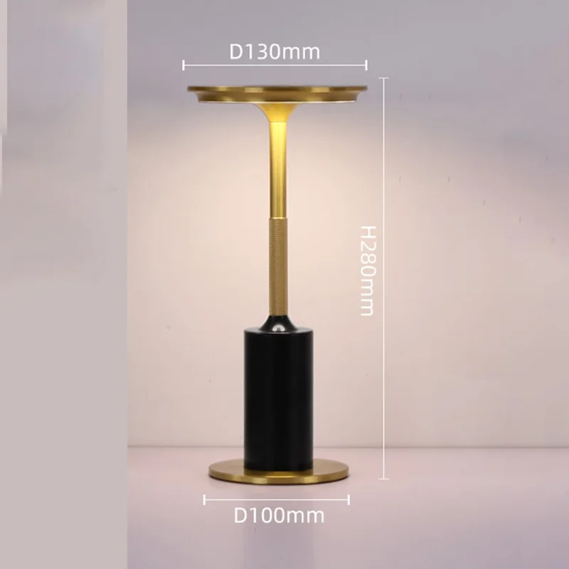 Cordless Table Lamp Rechargeable Portable LED Lamp 3 Color Touch Control Dimming Desk Lamp - Black
