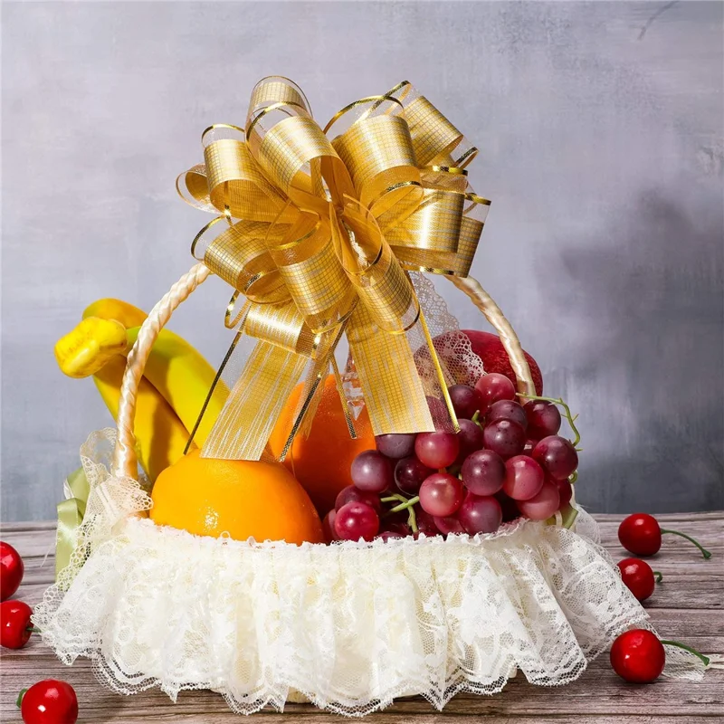 20Pcs 30# Size M Pull Bows for Christmas Gift Wrapping Metallic Matte Flower Packaging Bows - Red