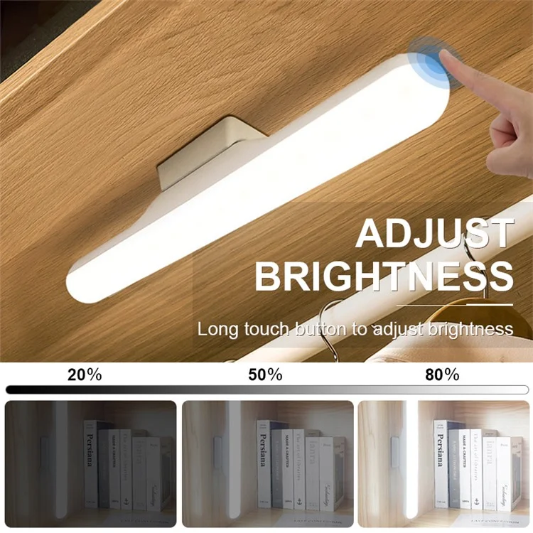 Barra de luz LED magnética com regulagem de toque, proteção ocular, recarregável, lâmpada de leitura para estudantes - Preta