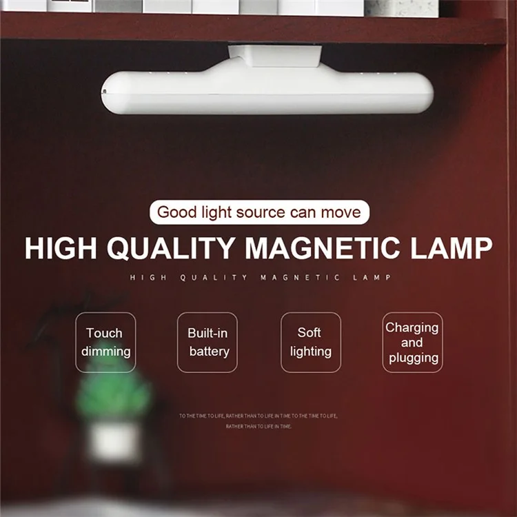 Barra de luz LED magnética com regulagem de toque, proteção ocular, recarregável, lâmpada de leitura para estudantes - Preta