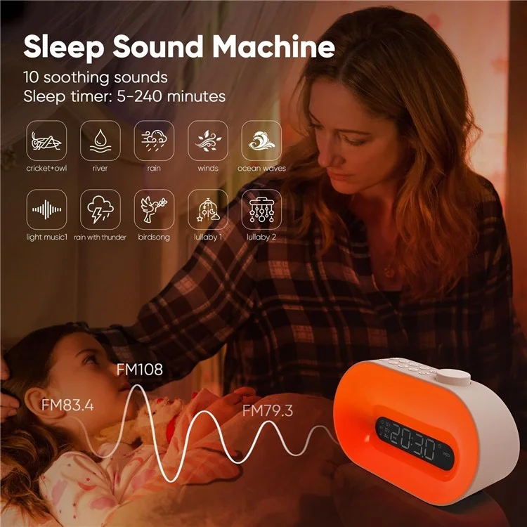 BL10 Smart Sleep Aid Weckuhr Multifunktionaler Bluetooth-Lautsprecher RGB-Atmosphärenleuchte - EU-Stecker