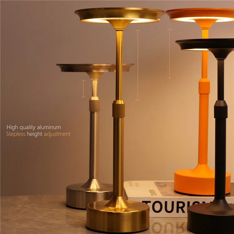 Ausziehbare I-förmige Tischlampe, USB-aufladbar, Nachttischleuchte mit Touchsteuerung, Schreibtischlampe - Orange