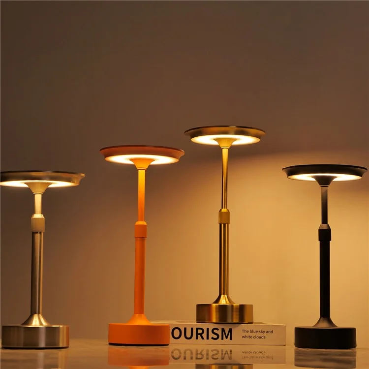 Ausziehbare I-förmige Tischlampe, USB-aufladbar, Nachttischleuchte mit Touchsteuerung, Schreibtischlampe - Orange