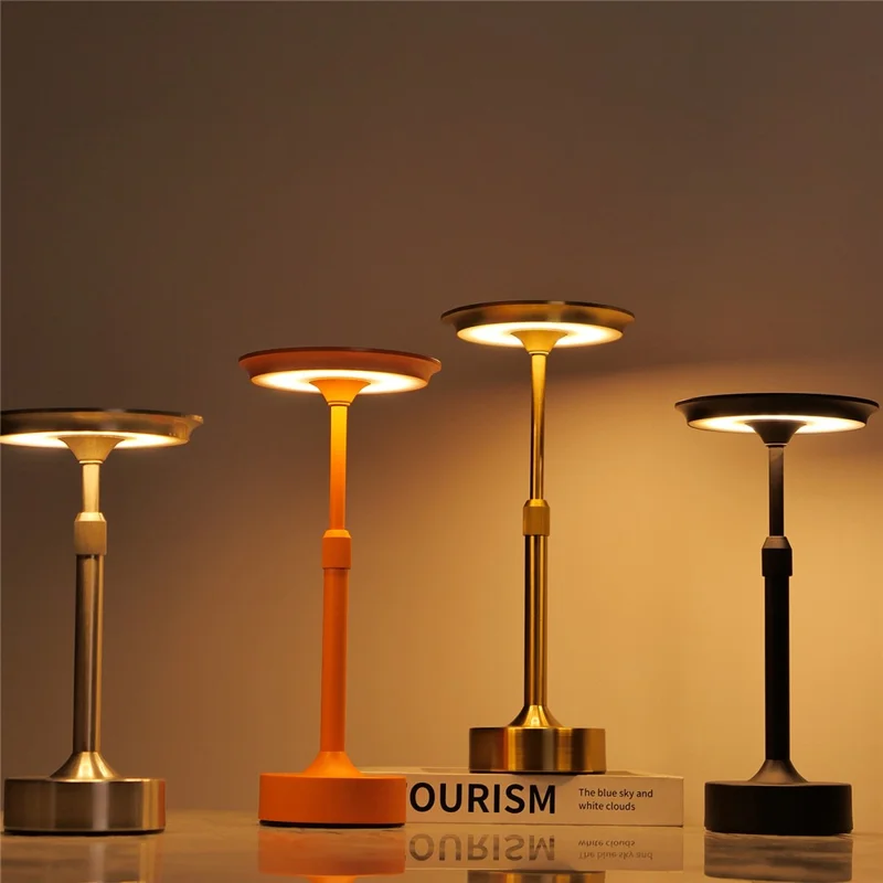 Extendable I Shaped Table Lamp USB Rechargeable Bedside Night Light Touch Control Desk Lamp - Black