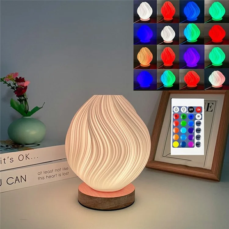 Kreative Holz Nordic Tischlampe Blüte 16 Farben Ambiente Lampe mit Fernbedienung