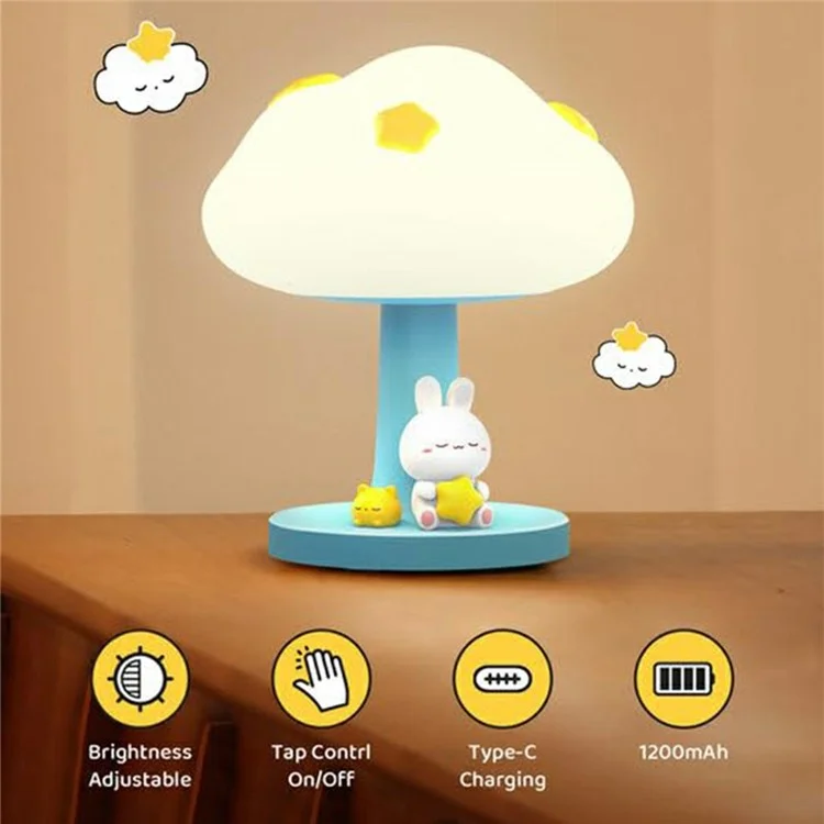 Cartoon Rabbit / Panda Cloud Shape Night Light Rechargeable Touch Bedside Lamp for Kids Bedroom - Rabbit+Cloud