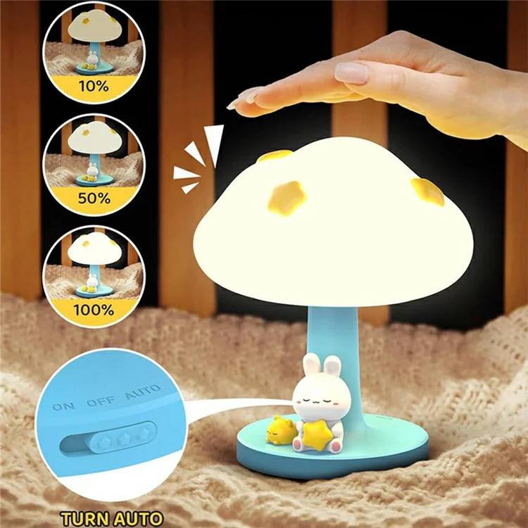 Cartoon Rabbit / Panda Cloud Shape Night Light Rechargeable Touch Bedside Lamp for Kids Bedroom - Rabbit+Cloud