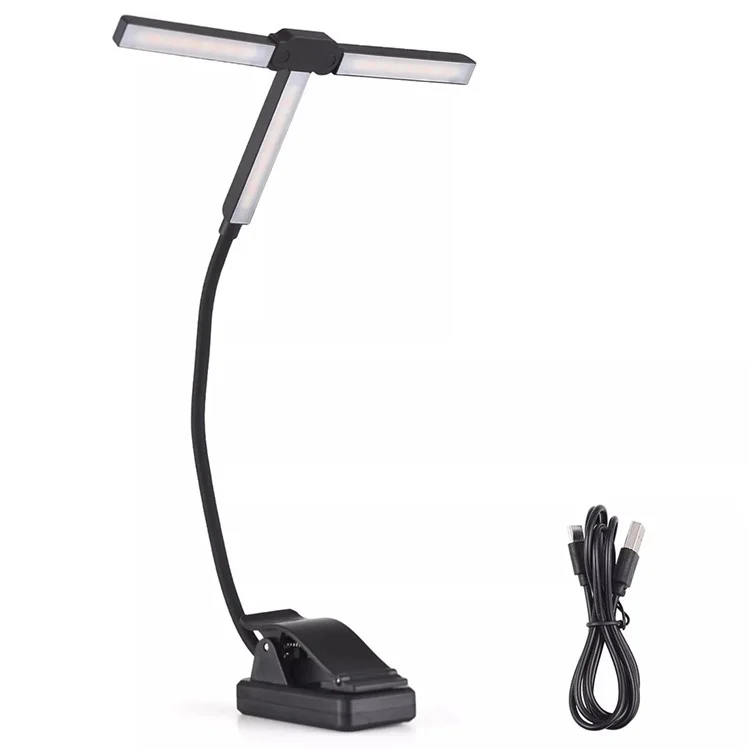90 Degree Adjustable Dual Head Reading Lamp Foldable Clip On Book Light for Office Study Room