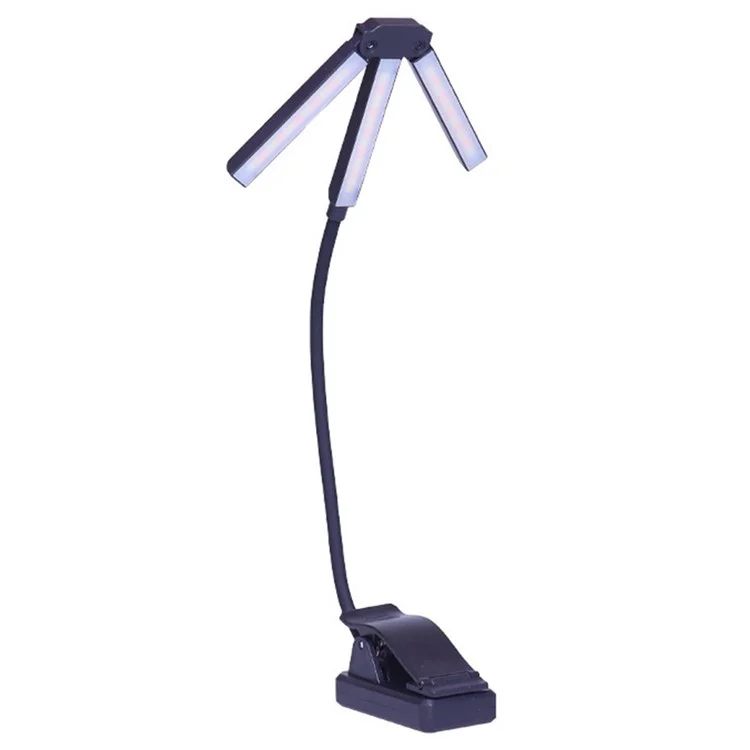 90 Degree Adjustable Dual Head Reading Lamp Foldable Clip On Book Light for Office Study Room