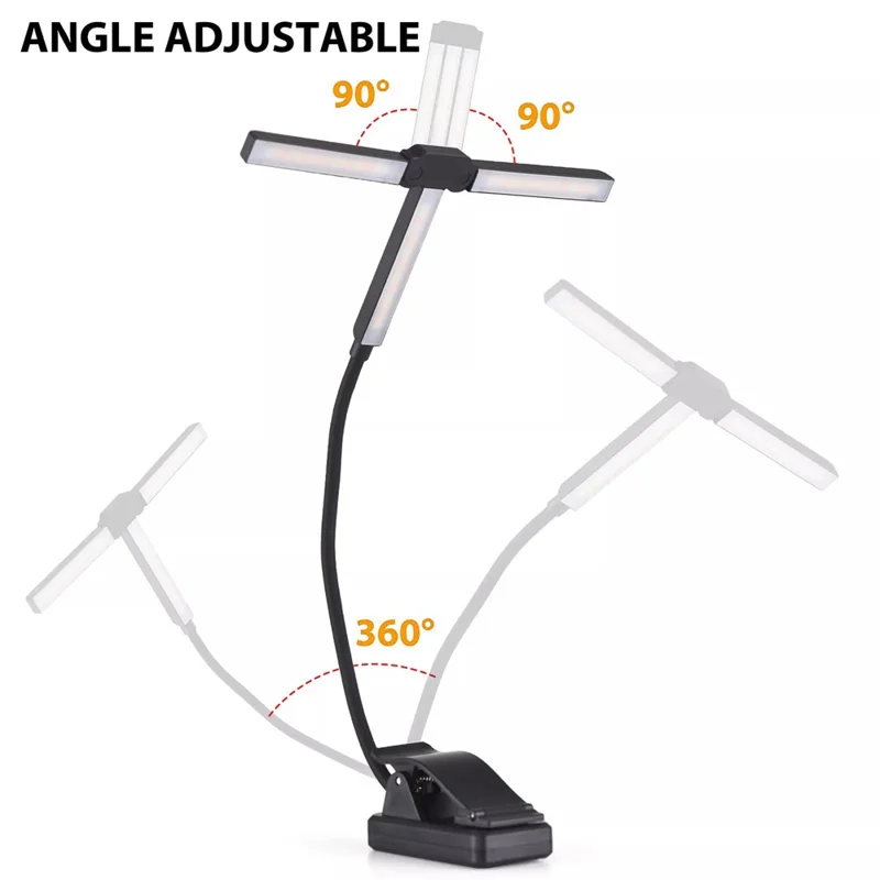 90 Degree Adjustable Dual Head Reading Lamp Foldable Clip On Book Light for Office Study Room