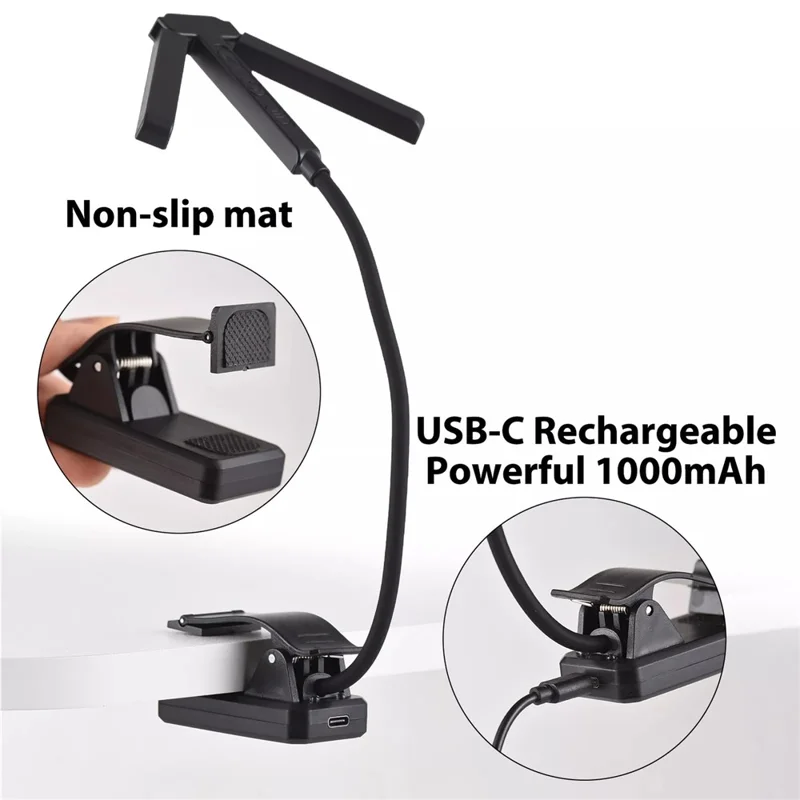 90 Degree Adjustable Dual Head Reading Lamp Foldable Clip On Book Light for Office Study Room